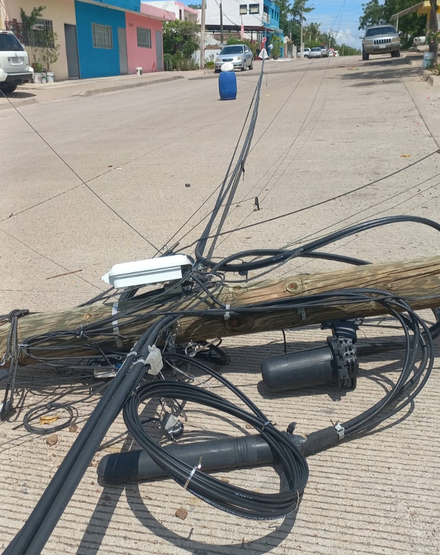 UN POSTE DE TELMEX CAIDO EN VIALIDAD DE LA DÍAZ ORDAZ